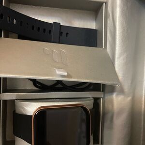 Rose Gold Trim Smartwatch with Black Band